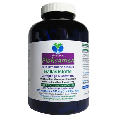 Produktbild von Flohsamen Premium feine Flohsamenschalen INDIEN 360 Psyllium Ballaststoff Kapseln