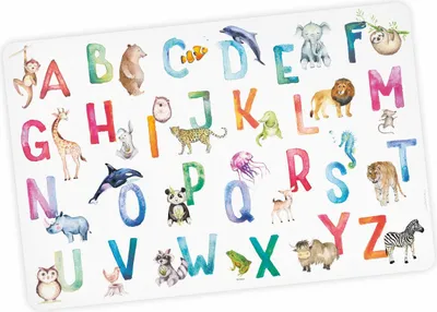 An alphabet mat with animals for children.