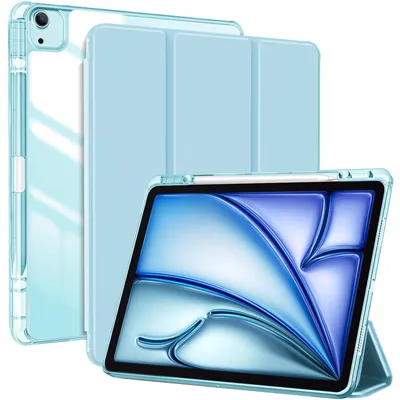 Produktbild von ProCase Hülle für iPad Air 13 Zoll M4/M3/M2 (2026/2025/2024) mit Stifthalter, iPad Pro 12.9 Zoll (6/5/4/3Gen) Case, 13" iPad Air M4/M3/M2 Cover mit transparent Rückseitenschale Schutzhülle -Blau