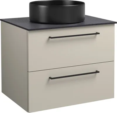 Produktbild von Waschtischunterschrank Noida 30, Farbe: Beige / Schwarz – 50 x 61 x 47 cm (H x B x T)