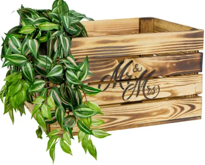Produktbild von Holzkiste Johanna geflammt "Mr & Mrs"