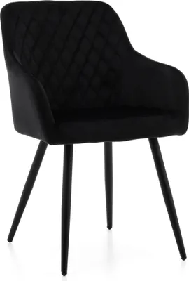 Produktbild von NEW HOME Stuhl TODI Esszimmerstuhl gepolsterter Glamour Wohnzimmerstuhl mit Steppung - schwarz - moderne Samt Velours Möbel