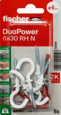Produktbild von fischer Allzweckdübel DuoPower 6 x 30 RH N, 6 Stück