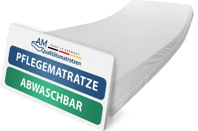 A white mattress with a label in the foreground.
