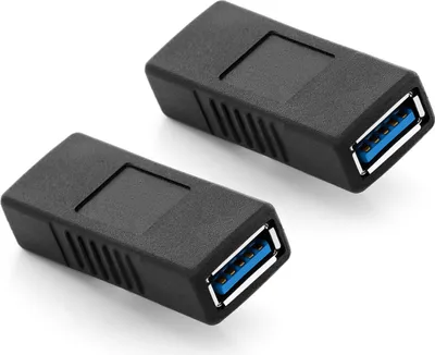 Produktbild von deleyCON 2 Stück USB 3.0 Adapter Kupplung Verbindung Koppler Erweiterung - A-Buchse zu A-Buchse - 2 USB Kabel verbinden - verlängern - Schwarz
