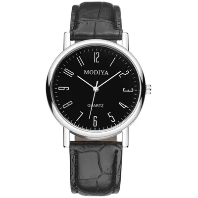 Produktbild von Elegante Herren Uhr Julio - Schwarz mit Krokodilprägung KP33671