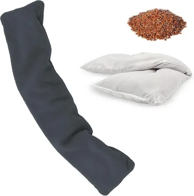 Productafbeelding van Warmtekussen nek schouders met spelt en lavendel, magnetron of vriezer, warmte- en koudetoepassing, afneembare fleecehoes, 43x12 cm