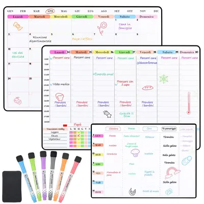 Magnetisches Whiteboard-Set, 3 Stück, Wochenplaner, abwischbar