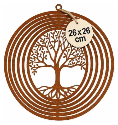 Produktbild von Windspiel Baum aus Metall, Edelrost-Optik, wetterbeständig, ca. 22 cm