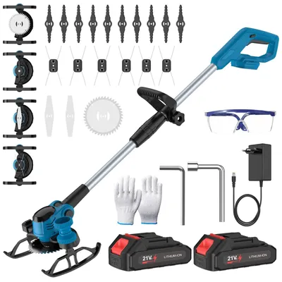 Image de Coupe-bordures sans fil - coupe-bordures sans balais de 15 cm - puissance maximale de 3 000 W - 12 000 tr/min - 4 types de lames - 2 batteries incluses, pour système 18/21 V