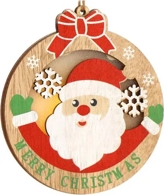 Immagine prodotto di Babbo Natale in legno luminoso 9,5x11 cm, decorazione natalizia