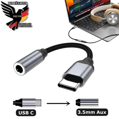 Produktbild von USB Type C auf 3.5 mm Klinkenbuchse Audio AUX Adapter Kopfhörer Klinke Buchse Audio Kabel Audiokabel für Samsung  Galaxy iPhone 17/16/15 Pro Max Pad