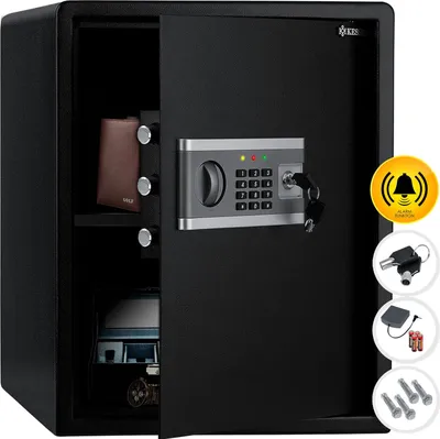 Produktbild von KESSER® Elektr. Tresor | Inkl. Batteriebox | Elektronischer Safe | 3x Doppelbolzenverriegelung | Boden Wandtresor | Möbeltresor | Innenbeleuchtung | Panzerschrank Zahlenschloss