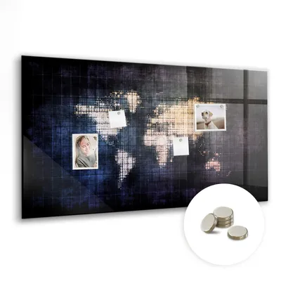 Produktbild von Dekorative Magnettafel 120x60 cm - Magnetwand - für Fotos, Karten und Notizen - Fotowand - Memoboard - Magnetpinnwand - Wanddekoration - Abstrakte Weltkarte