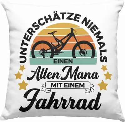 Produktbild von Trendation - Fahrradfahrer Geschenk Deko-Kissen mit Füllung 40x40 Spruch Rennrad Mountainbike Geschenkidee Radfahrer Rentner Rente (Grün)