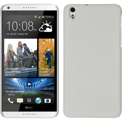 Produktbild von PhoneNatic Case kompatibel mit HTC Desire 816 - Hülle weiß gummiert Hard-case + 2 Schutzfolien