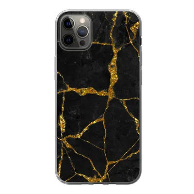 Produktbild von MuchoWow® Handyhülle Schutzhülle Hülle für iPhone 13 Pro Max Marmor - Gold - Schwarz - Marmoroptik - Glitter Silikon Softcase Handy Hülle - Mobiltelefon