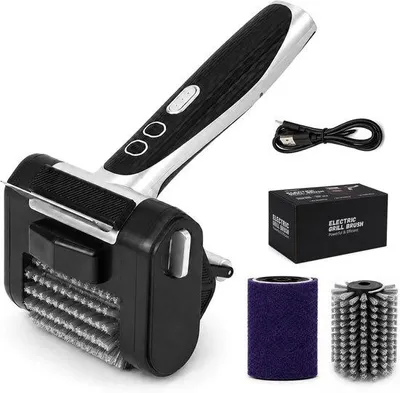 Zdjęcie produktu dla WHATOOK Elektryczna szczotka do grilla z akumulatorem, ponad 450 obrotów na minutę, bateria 4000 mAh, zasilanie USB-C
