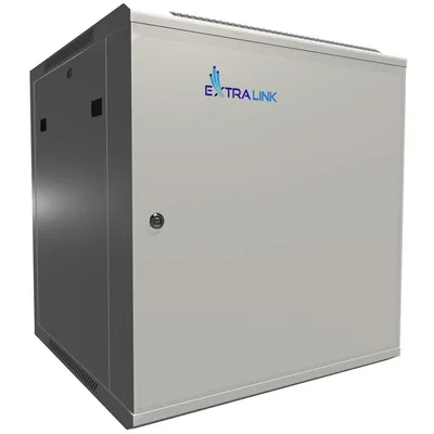 Productafbeelding van Extralink 12U 600 x 600 ASP Rackkast, Wandmontage, Grijs, Volledig Metalen Deur, 19 inch