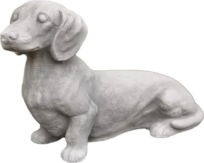 Produktbild von Dackel aus Steinguss für den Garten aus Steinguss, Frostfest Witterungsbeständig und Neu, 22cm Höhe, 15cm Breite, 40cm Tiefe, ca 7kg, PO-709