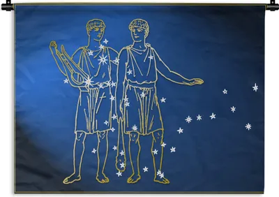 Produktbild von MuchoWow® Wandteppich Wandbehang Sternbild - Zwillinge - Sterne 60x45 cm Tapisserie Dekoration Wandtuch - Das Schlafzimmer