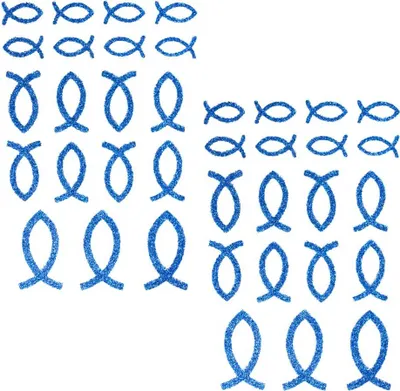 Produktbild von Oblique Unique 38 Fisch Sticker Glitzer Aufkleber Kommunion Taufe Tisch Deko - blau