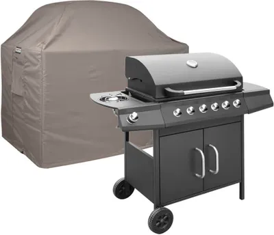 Produktbild von Raffles Covers Grillabdeckung 145 x 65 H: 120/110 cm | Atmungsaktiv | Wasserdicht | UV-beständig | Doppelnähte | Elastischer Kordelzug