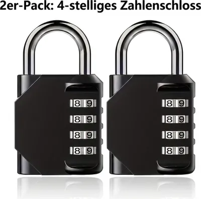 Image de Lot de 2 cadenas à combinaison à 4 chiffres réglables Cadenas pour casier ou valise
