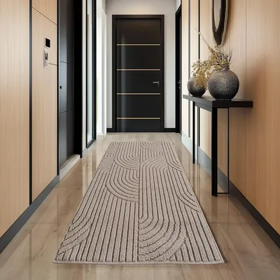 Zdjęcie produktu dla Ayyildiz | Dywan nowoczesny Helix - 80 cm x 250 cm - Beżowy - Miękki i Trwały - Geometryczny Wzór
