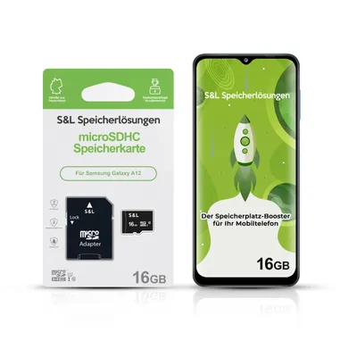 Produktbild von microSD Speicherkarte S&L für Samsung Galaxy A12 - Speicherkapazität: 16 GB