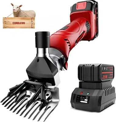 Produktbild von Dragro Cordless Electric Professional Sheep Shears, Schere 2 Teile wiederaufladbare Lithiumbatterie, 6 Geschwindigkeiten Hochleistungs -Tierpfleger -C