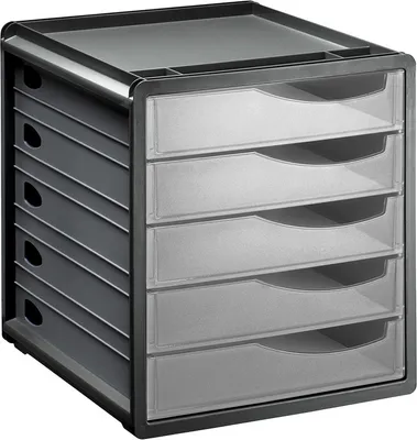 Produktbild von Rotho Schubladenbox mit 5 Schubladen - Briefablage 33,5 x 28,5 x 32,0 cm - Dokumentenablage für Unterlagen in der Größe A4 - Ablagebox Kunststoff