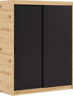 Produktbild von FurMeb24 LAUROS Kleiderschrank 100x208 cm - Artisan Schwarz - ohne Schubladen