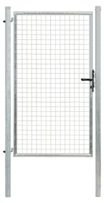 Produktbild von Alberts Wellengitter-Einzeltor mit Zubehör, Breite 100 cm, Höhe 175 cm, feuerverzinkt, zum Einbetonieren, Pfostenstärke 60 mm