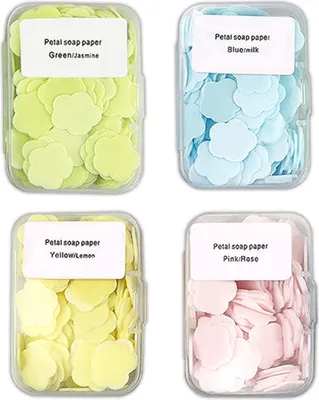 Produktbild von 400 Seifenblätter, tragbare und auflösbare Seifenpapierblätter zum Händewaschen und Reinigen (Set aus 4 Kartons)