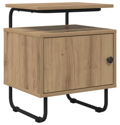 Immagine prodotto di Tavolino da notte in legno di rovere, realizzato artigianalmente con legno ingegnerizzato