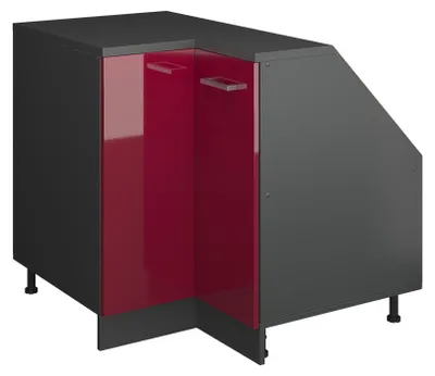 Image de Meuble de rangement sous pente Armoire d'angle Vicco Rion Rouge brillant 75.6x81.6cm 1 porte, 60 cm de profondeur, Model 60085