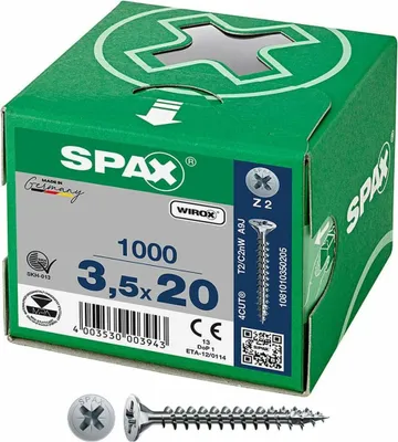 Image de SPAX® 1081010350205 SPAX® Universalschrauben Z2 Senkkopf WIROX 1081010350205 3,5 mm x 20 mm, 1000 St.