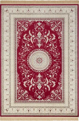 Zdjęcie produktu dla Dywan tradycyjny 160x230 do salonu, klasyczny wzór czerwono kremowy