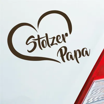 Produktbild von Auto Aufkleber Stolzer Papa Liebe Herz Vater Kind 13x10 cm Braun Sticker Heckscheibenaufkleber