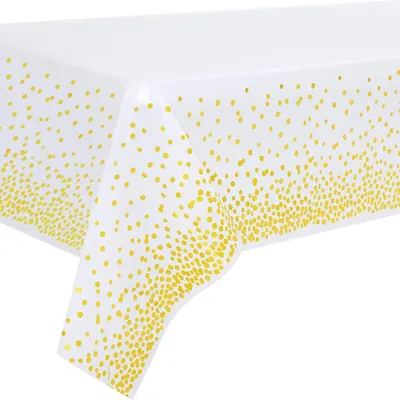 Produktbild von 2 Stück Weiße Gold Punkte Party Tischdecke 137 cm x 274 cm