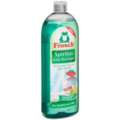 Produktbild von Frosch Spiritus Glas Reiniger, Glasreiniger - perfekter, streifenfreien Glanz - für Haushalt, Flächen und Autoscheiben, 1er Pack (1 x 750 ml)