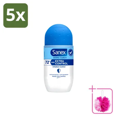 Obrázek produktu pro 5 kusů antiperspirantu Sanex Deo Roll-on Dermo Extra Control - 53 ml - balení