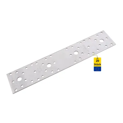 Produktbild von DMX - Flachverbinder verzinkt 20er Set 280x55x2,5 - Lochplatte - Holzverbinder - Stahlverbinder - Lochblech 2,5 mm - Flacheisen - Verbindungsplatte