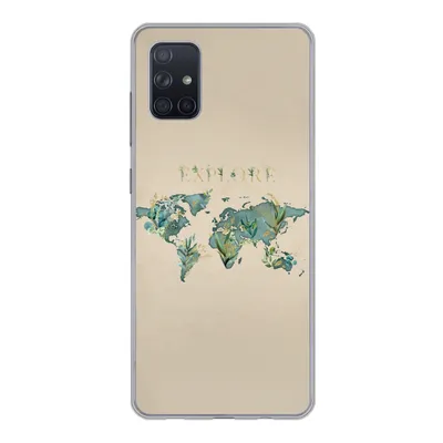 Produktbild von MuchoWow® Handyhülle Schutzhülle Hülle für Samsung Galaxy A71 Weltkarte - Pflanzen - Wasser Silikon Softcase Handy Hülle - Kartenbesitzer