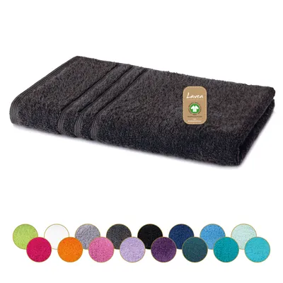 Produktbild von Lavea® Handtücher 50x100 cm, Frottierserie Bali, 100% Baumwolle, saugstark, weich, Set, waschbar, trocknergeeignet, Gästehandtücher - Anthrazit