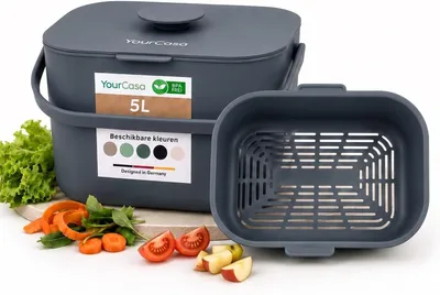 Obrázek produktu pro Kompostovací nádoba o objemu 5 litrů, vhodná do kuchyně, s rukojetí, vhodná do myčky