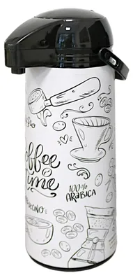 Produktbild von Pump Thermokanne 1,9L Kaffeekanne Pumpkanne Isolierkanne, Design:Weiß
