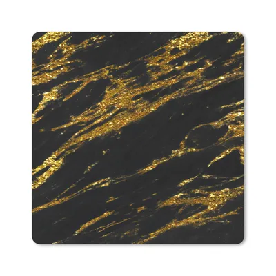 Produktbild von MuchoWow® Mauspad Mousepad Marmor - Schwarz - Gold 20x20 cm - Mousepads - Maus Mat - Pad - Mausunterlage - Desk Mat - Bureauartikeln