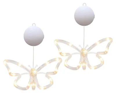 2er-Set Schmetterlings-LED-Lichterketten, Frühlingsdeko, bunt
